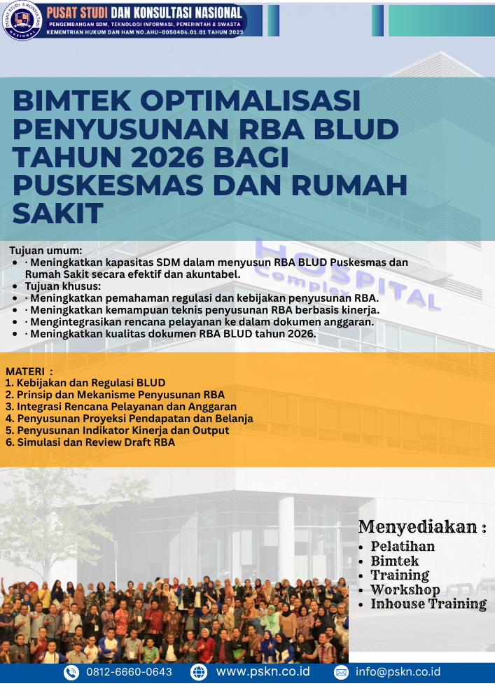 Bimtek Optimalisasi Penyusunan RBA BLUD Tahun 2026 bagi Puskesmas dan Rumah Sakit