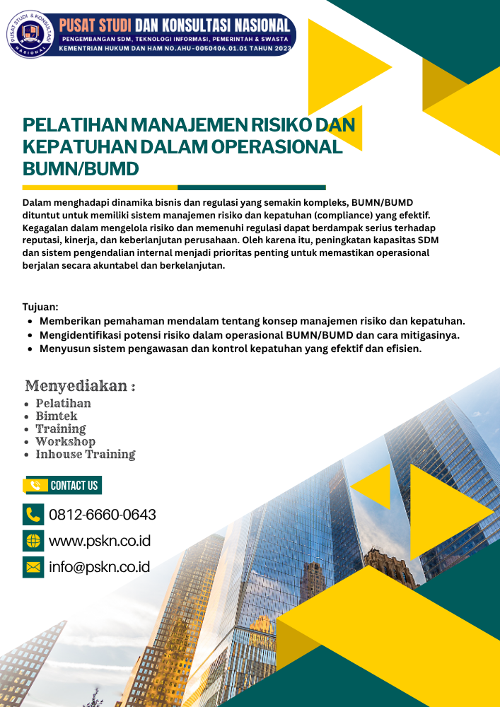 Pelatihan Manajemen Risiko dan Kepatuhan dalam Operasional BUMN/BUMD