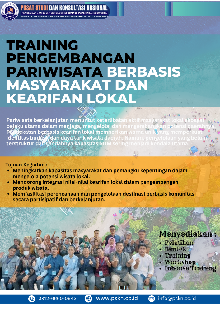Training Pengembangan Pariwisata Berbasis Masyarakat dan Kearifan Lokal