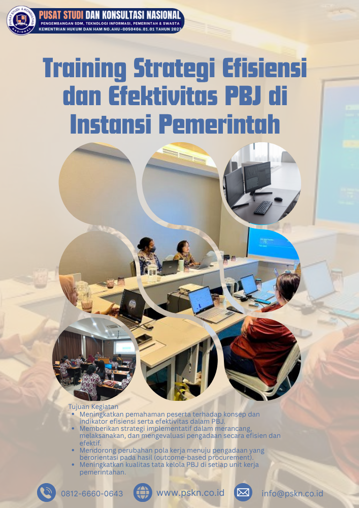Training Strategi Efisiensi dan Efektivitas PBJ di Instansi Pemerintah