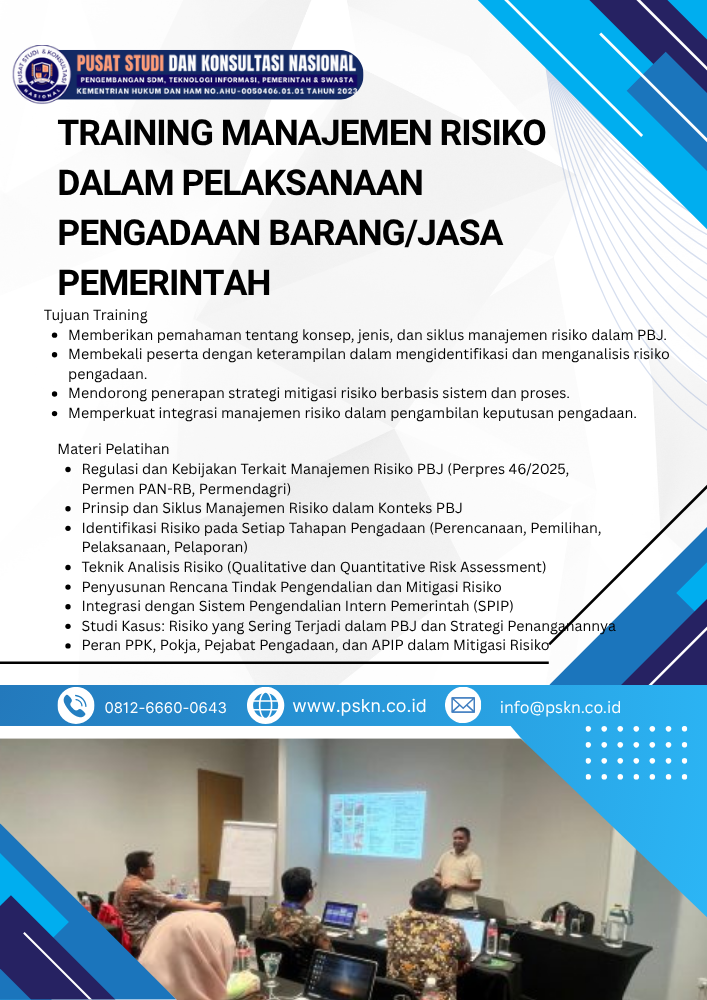 Training Manajemen Risiko dalam Pelaksanaan Pengadaan Barang/Jasa Pemerintah