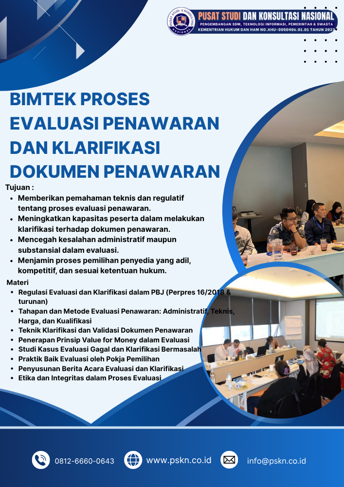 Bimtek Proses Evaluasi Penawaran dan Klarifikasi Dokumen Penawaran