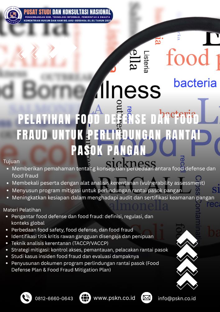Pelatihan Food Defense dan Food Fraud untuk Perlindungan Rantai Pasok Pangan