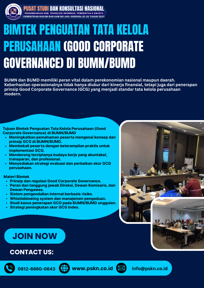 Bimtek Penguatan Tata Kelola Perusahaan (Good Corporate Governance) di BUMN/BUMD